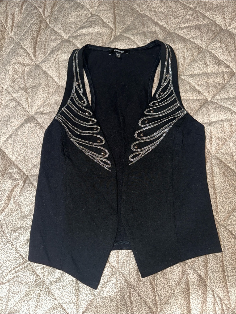 Express Black Sleeveless Tank with Silver Embellished Detail